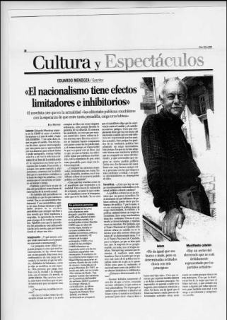 Eva Muñoz La Razón Cultura Eduardo Mendoza Entrevista