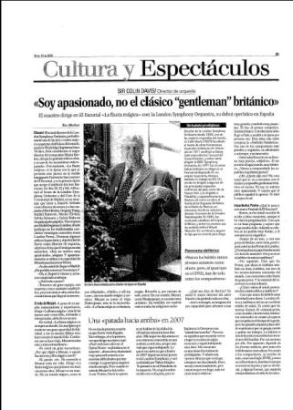 Eva Muñoz La Razón Cultura y Espectáculos Entrevista Sir Colin Davis