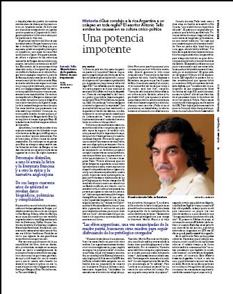 Eva Muñoz La Vanguardia Culturas Historia breve de Argentina Antonio Tello Artículo