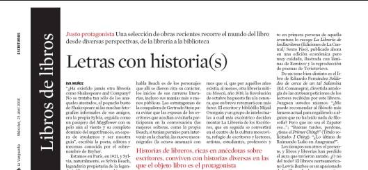 Eva Muñoz La Vanguardia Culturas Letras con historia reportaje